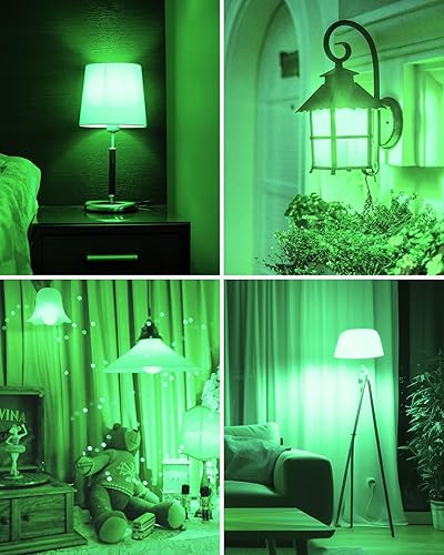 Miniatura 9 de ORALUCE Bombilla verde de porche equivalente a 40 vatios, bombillas LED A15 para decoración e iluminación de fiestas de Halloween, Navidad, bombilla