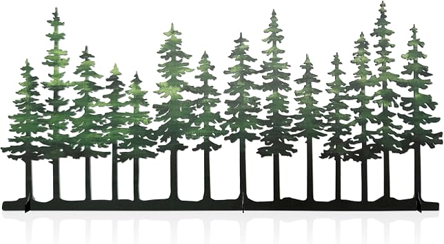 Metal Pine Tree Decor, Rustic Cabin Nature Forest Tabletop Decor