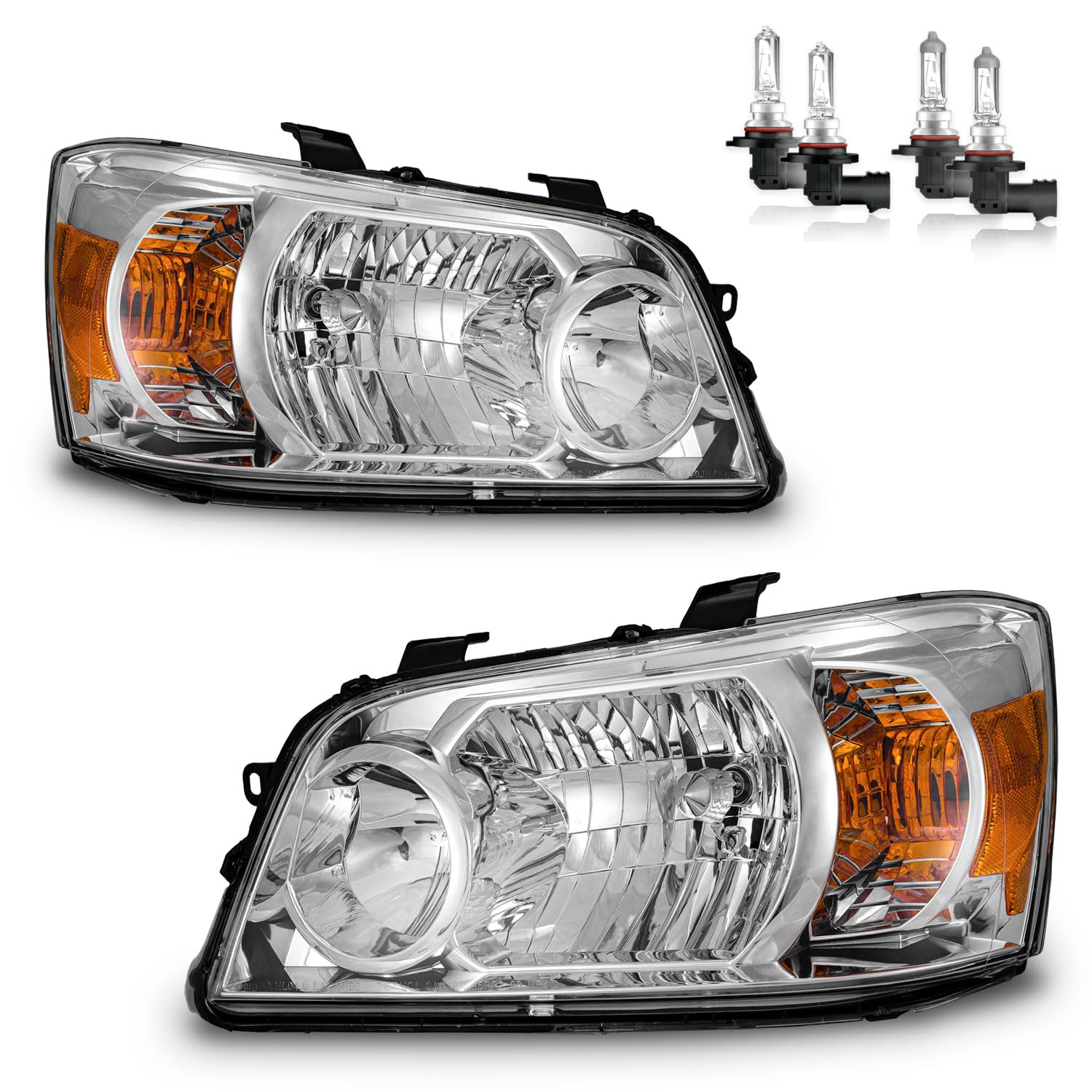 KarSpareHub Headlights Assembly W/Bulbs for 2004-2006 Toyota Highlander, Sport Utility Headlamp Replacement Left + Right Side