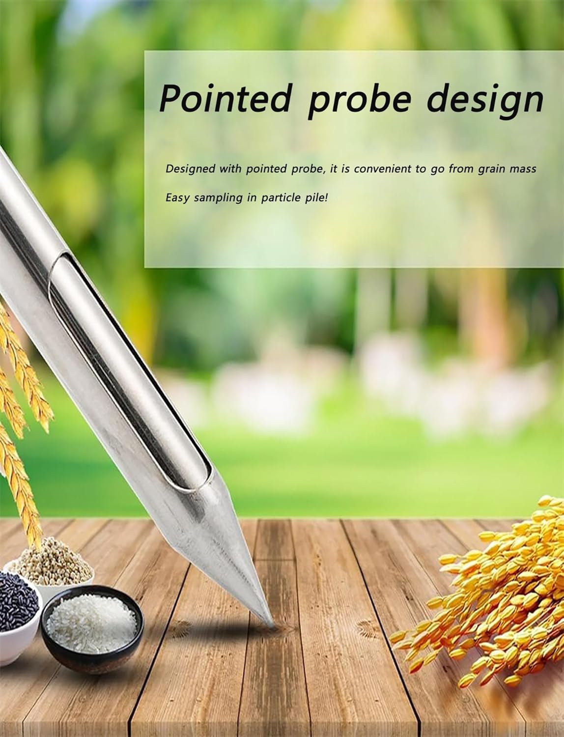 Stainless Steel Soil Sampler Probe Rod - Double Tube Rotary Grain Particle Sampler, 3.2cm x 200cm (1.2'' x 78.7'') - Versatile Segmented Sampling Tool for Garden & Agriculture