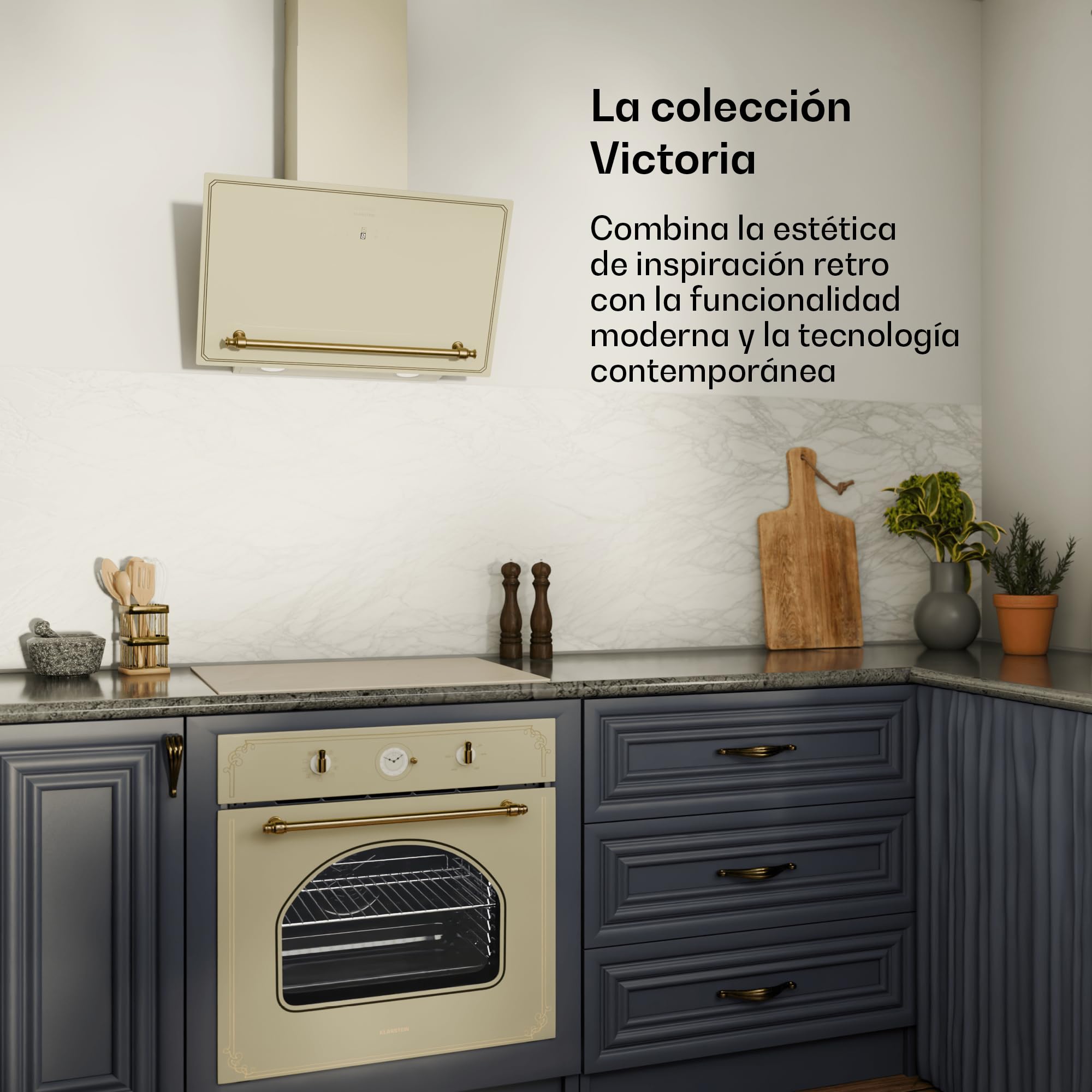 Klarstein Victoria Placa Inducción - 4 Zonas, 7000W Con Potenciadores, Control Deslizante, Temporizador & Bloqueo Infantil, Cristal Cerámico Crema, Diseño Encastrable 59cm