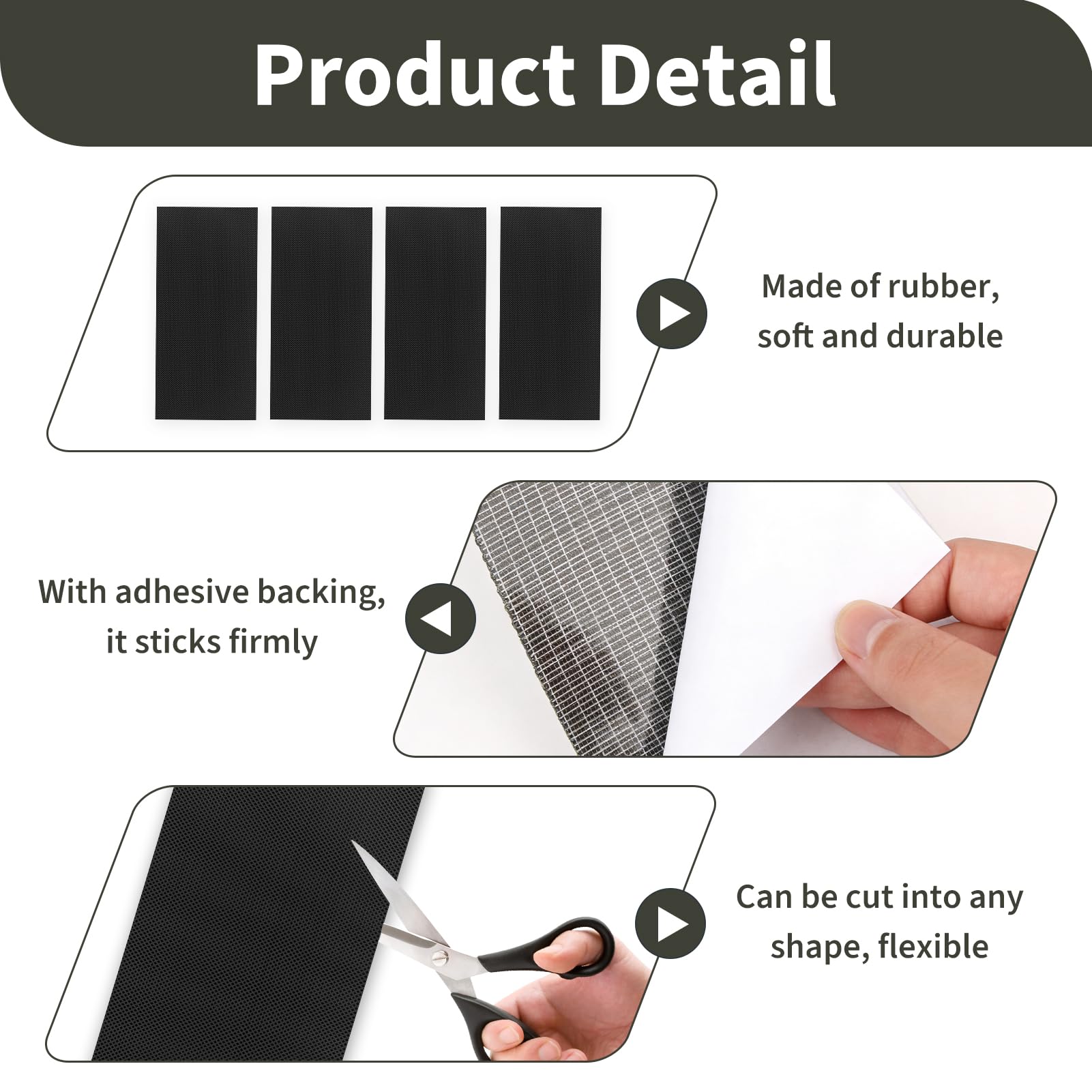4 Piezas Plantilla Antideslizante para Zapatos, Protectores para Suelas de Zapatos Recortables, Suela Antideslizante Autoadhesiva para Tacones Botas de Cuero Sandalias, Reducción de Ruido Negro — view 3