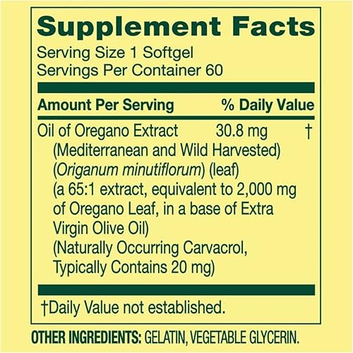 Miniatura 4 de Spring Valley Aceite de orégano mediterráneo 2000 mg 60 cápsulas blandas para la salud inmunológica con organizador de píldoras