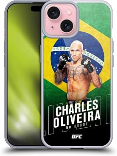 Head Case Designs Officially Licensed UFC Brazil Flag Charles Oliveira Gel Case [Military Grade Protection] Compatible with Apple iPhone 15 and Compatible with MagSafe