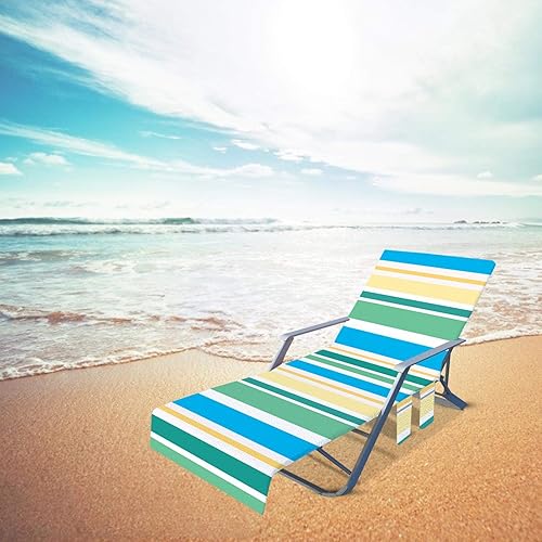 Miniatura 6 de Funda para silla de playa, funda para tumbona deslizante con bolsillos laterales, funda suave para tumbona de piscina, tumbona, 82.6 x 28.7