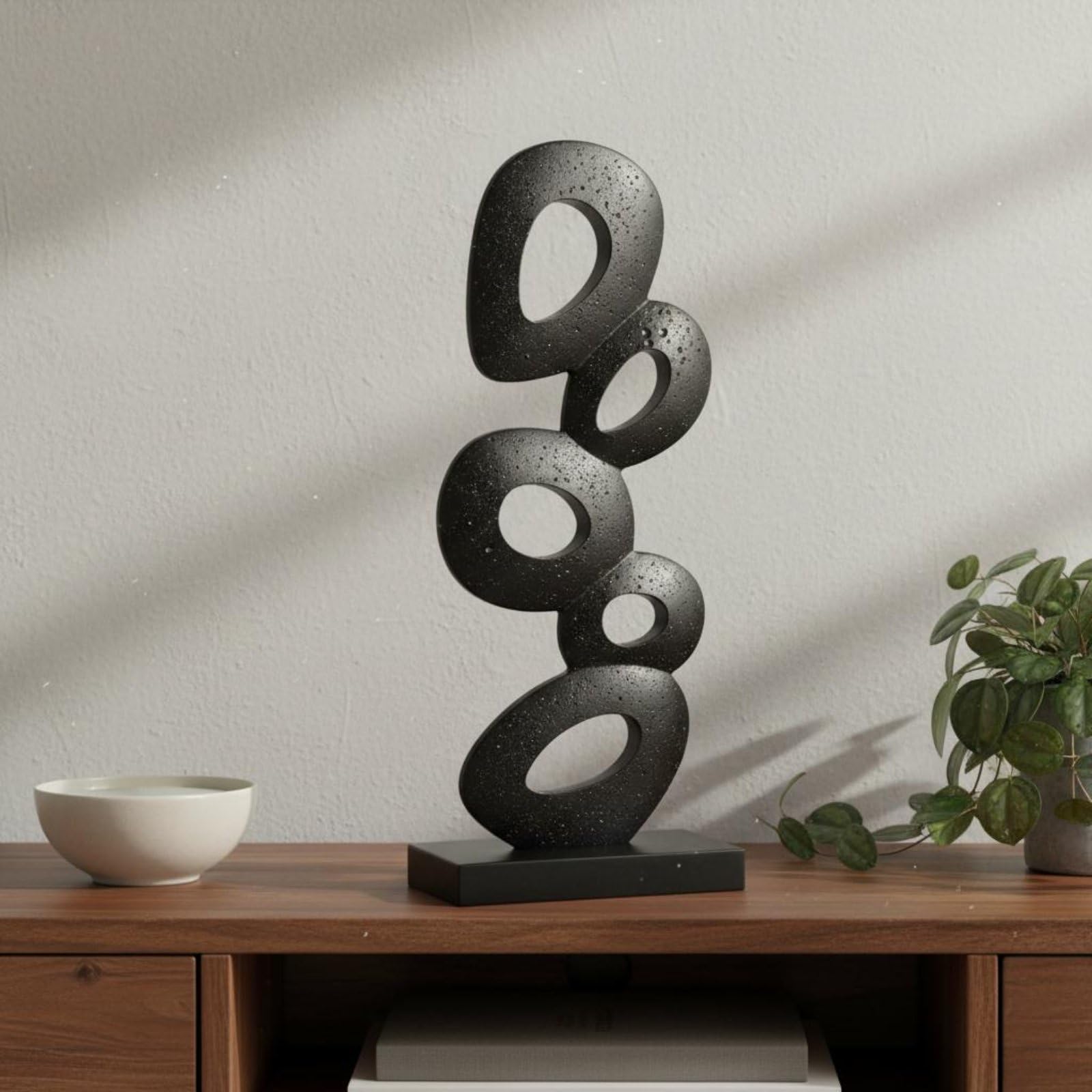 Geometrische Stekulptur Minimalistisch Abstrakte Formenlehre-Dekofigur Modernes Design Dekoskulptur für Wohnzimmer, Schlafzimmer, Arbeitszimmer, Schwarz