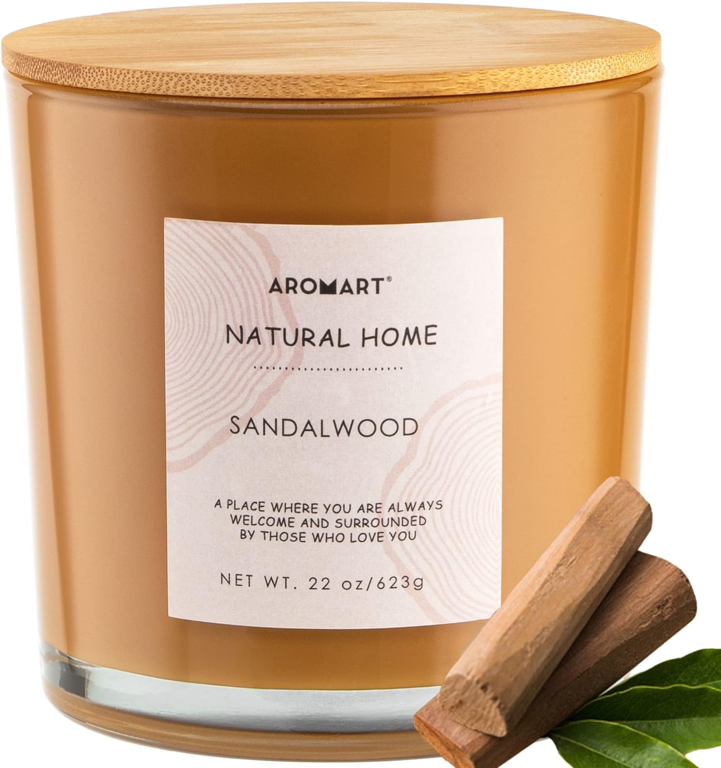 AROMART3 Wick Large Scented Candles 22 Oz,Sandalwood Aromatherapy Candles for Home Scented, Soy Candles with 8% Essential Oils,Long Burning,Soy Wax Candles Gifts for Women Men