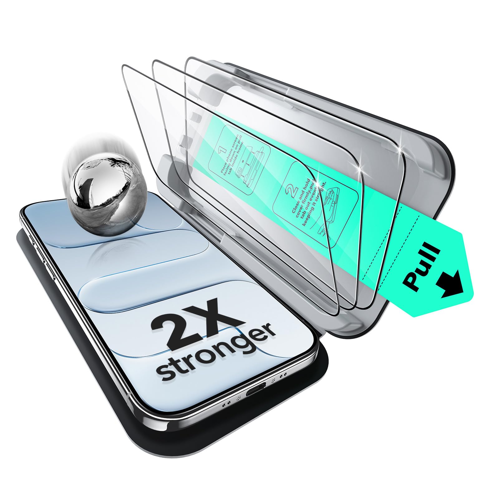 ESR 3 Pezzi, Pellicola Vetro Temperato per iPhone Air, Grado militare, Protettiva per iPhone 17 Air Infrangibili, Durezza 9H, Vetro temperato a copertura totale con supporto UltraFit