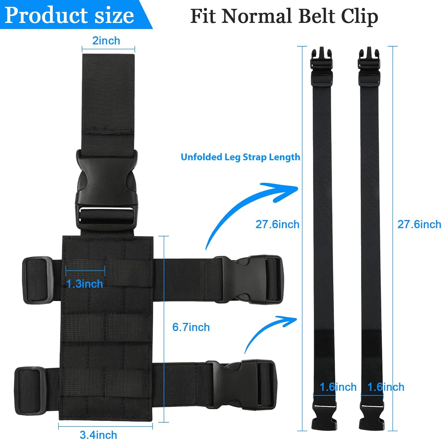 Cavebear Drop Leg Holster Nylon Adjustable Height & Thigh Straps Tactical Molle Drop Leg Platform for Hunting/Paintball/Airsoft,Universal Panel Module - Right/Left - Image 4