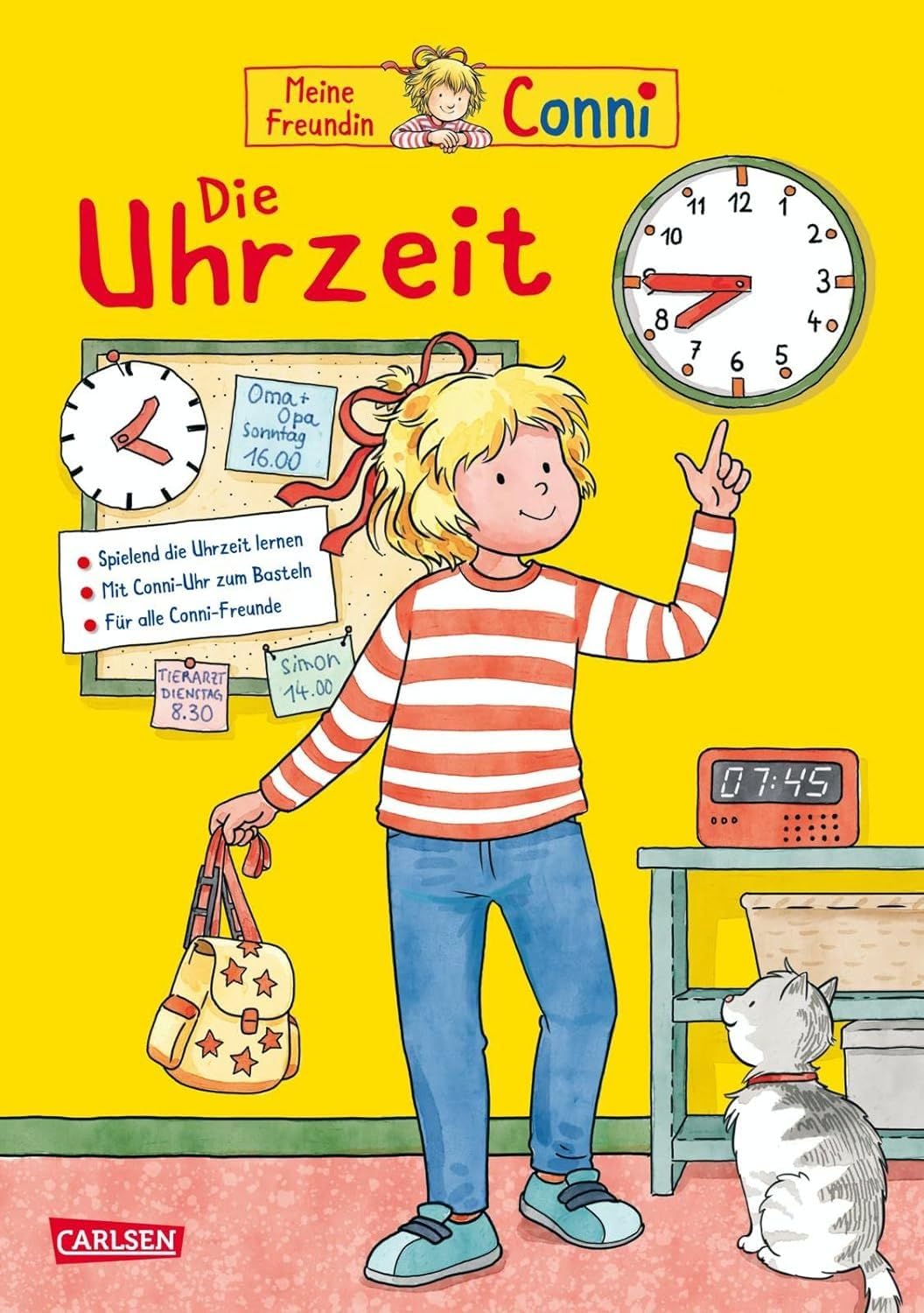 Atlanta Wecker ohne Ticken + Buch Conni Die Uhrzeit - 2127/17 BU (Rosa Conni)