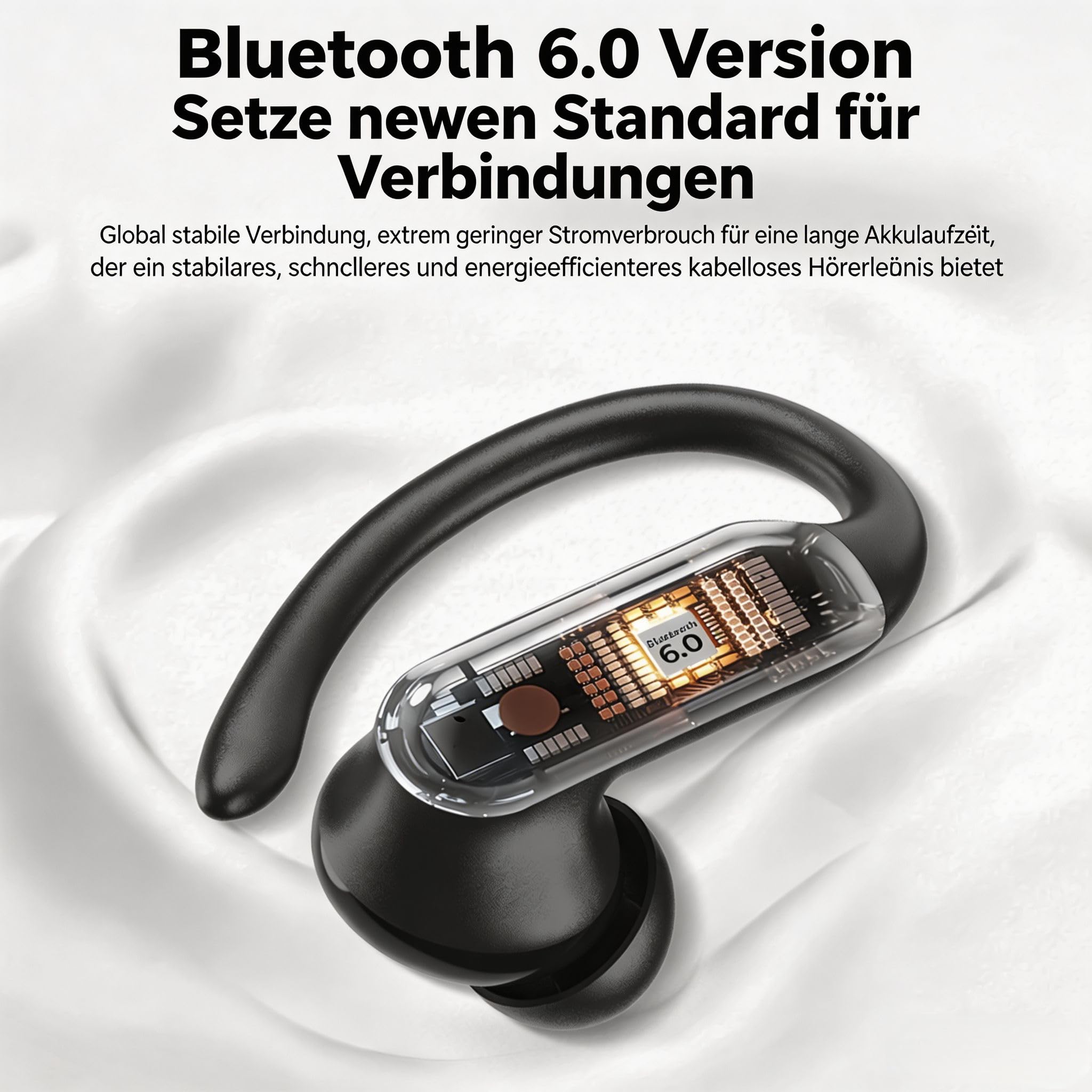 MINISO MS219 Kopfhörer Sport 2026 Neueste, Ohrhörer Bluetooth 6.0 mit Ohrbügel, In Ear Kopfhörer Bluetooth Sport, 48h Akkulaufzeit mit 10-Min-Schnellladung, IPX5 Wasserdicht für Laufen Fitness Arbeit