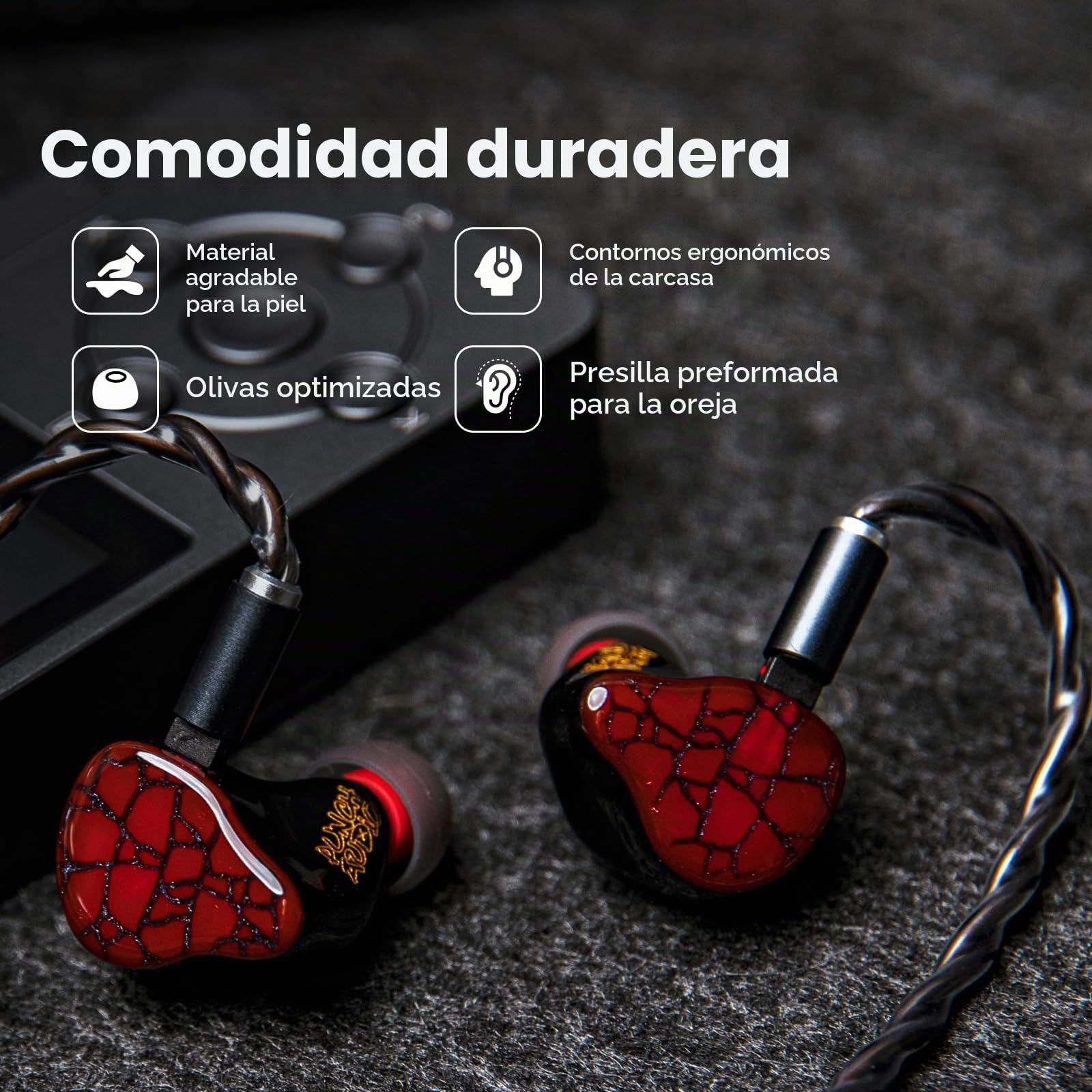 Linsoul Punch Audio Martilo In Ear Monitor,Auriculares IEM para Basshead con Controlador Híbrido 1Planar+2BA+2DD,Audífonos HiFi con Cable,con Precisión para Monitoreo de EDM Hip-Hop