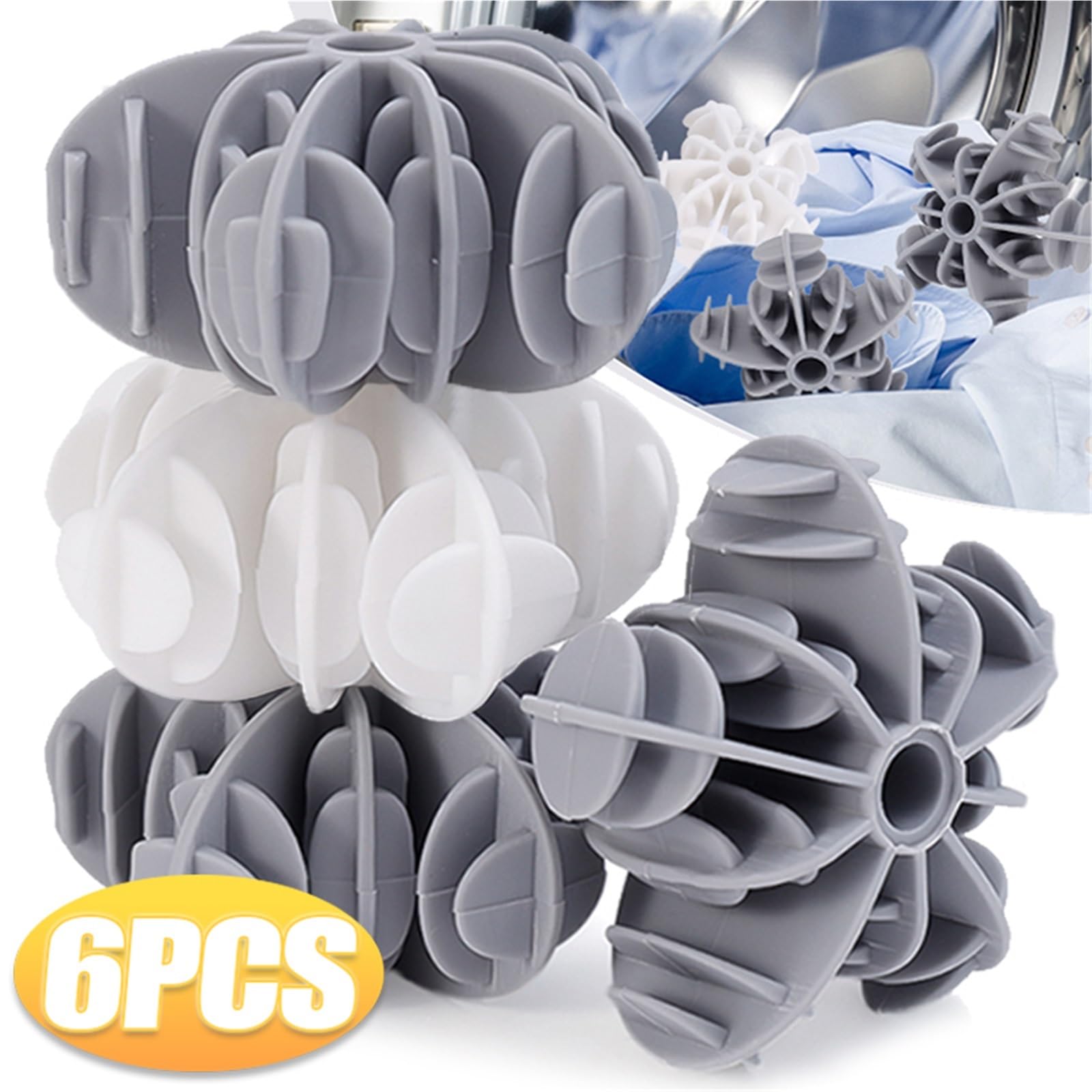 Bola De Secado 18 bolas de lavandería reutilizables antibobinado | Bola de limpieza de ropa antienredos, recogedor de pelo for lavadora(B- Grey- 18PCS)
