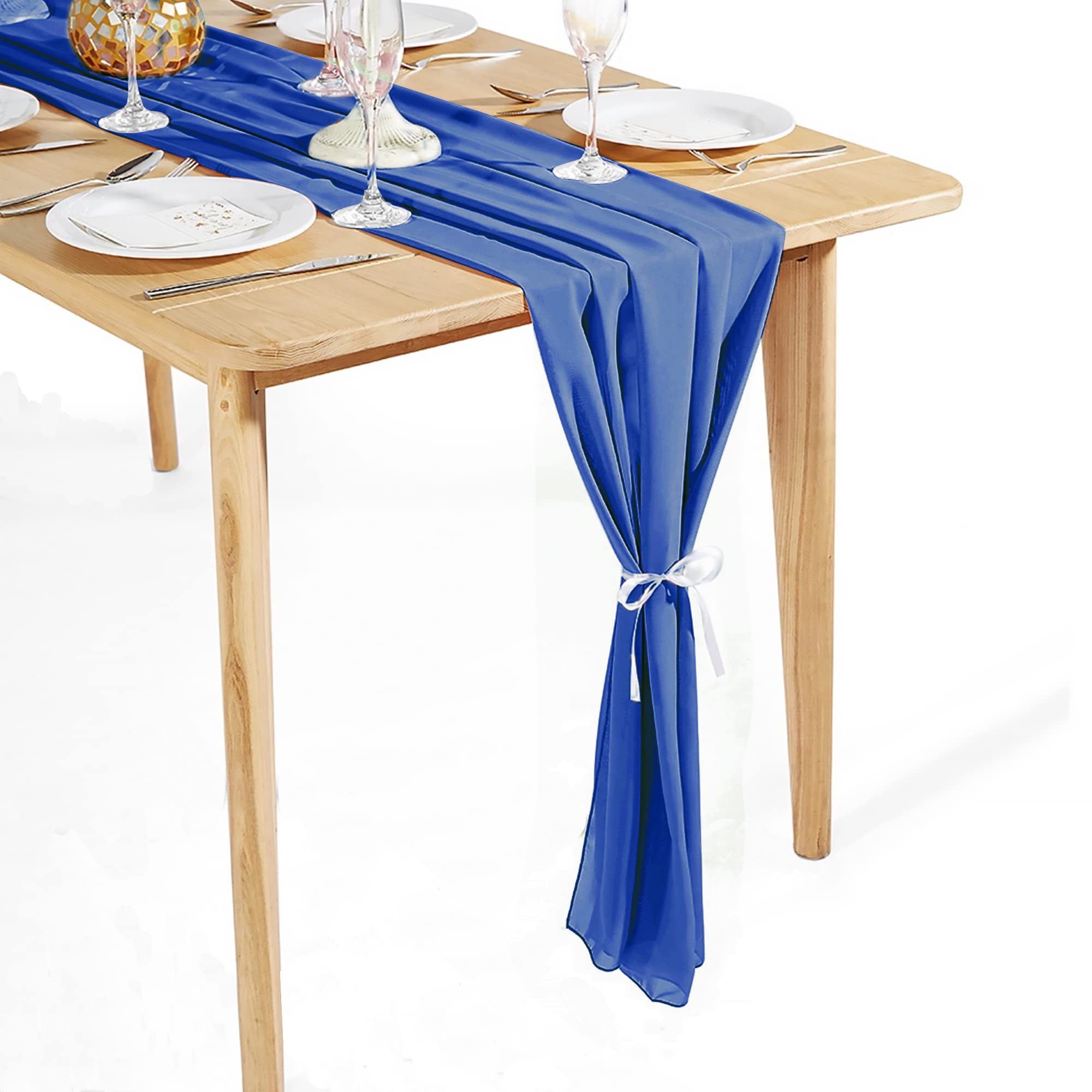 Time to Sparkle 5PCS 10FT Chiffon Table Runner (Navy Blue)