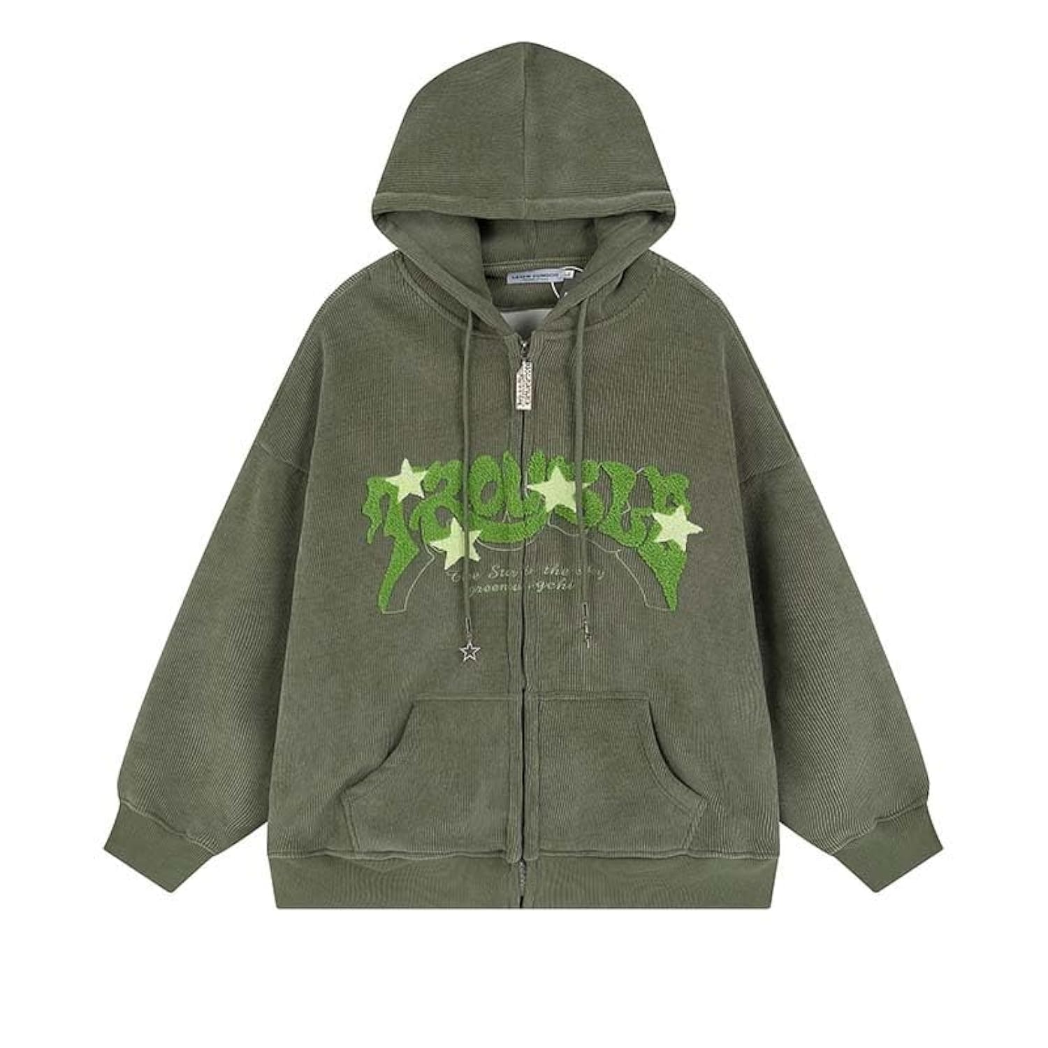Amazon.com: OATSBAS Y2K Zip Up Corduroy Hoodie Unisex Letter Star 