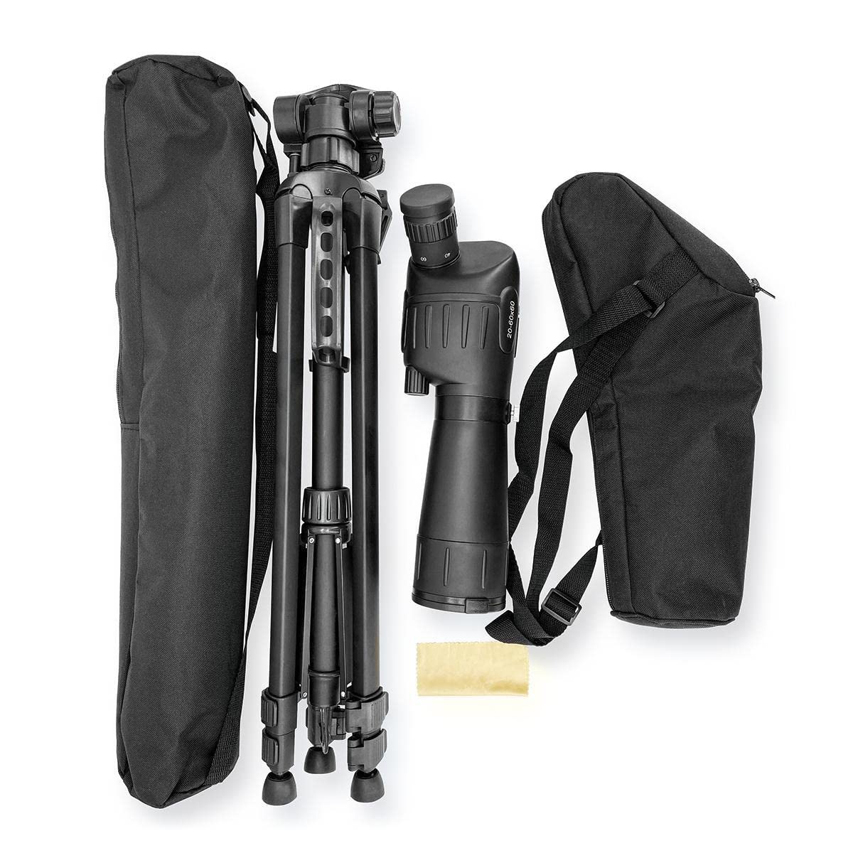 Scope Spotting | Range di ingrandimento: 20-60 | Diametro della lente dell'obiettivo: 60 mm | Campo visivo: 38 m | Correzione diottrica | Borsa da viaggio inclusa | Nero