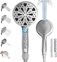 chufa High Pressure 5-Inch Handheld Shower Head, 10 Modes Filtered Sprayer, 59" Stainless Steel Hose, Hard Water Filter for Powerful Showers