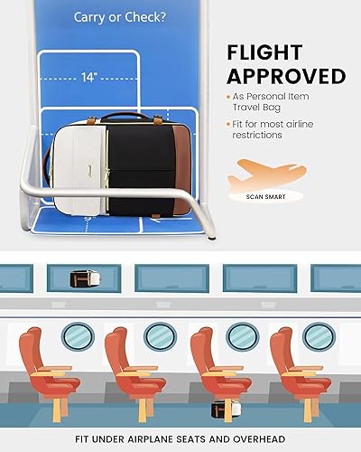 Miniatura 5 de LOVEVOOK Mochila de transporte, mochila de viaje de 40L para mujer con 3 cubos de embalaje, Beige-negro-marrón, Mochila de viaje