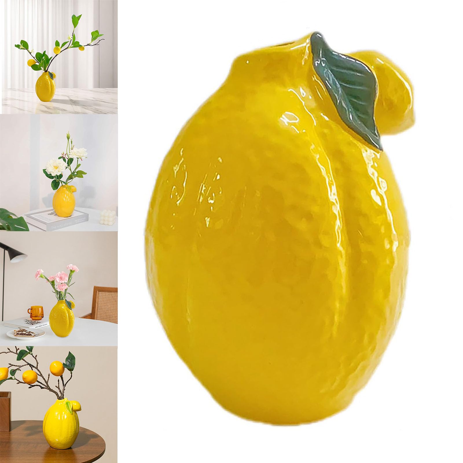Amazon.co.jp: 花用レモン花瓶、イエローレモン型セラミック花瓶