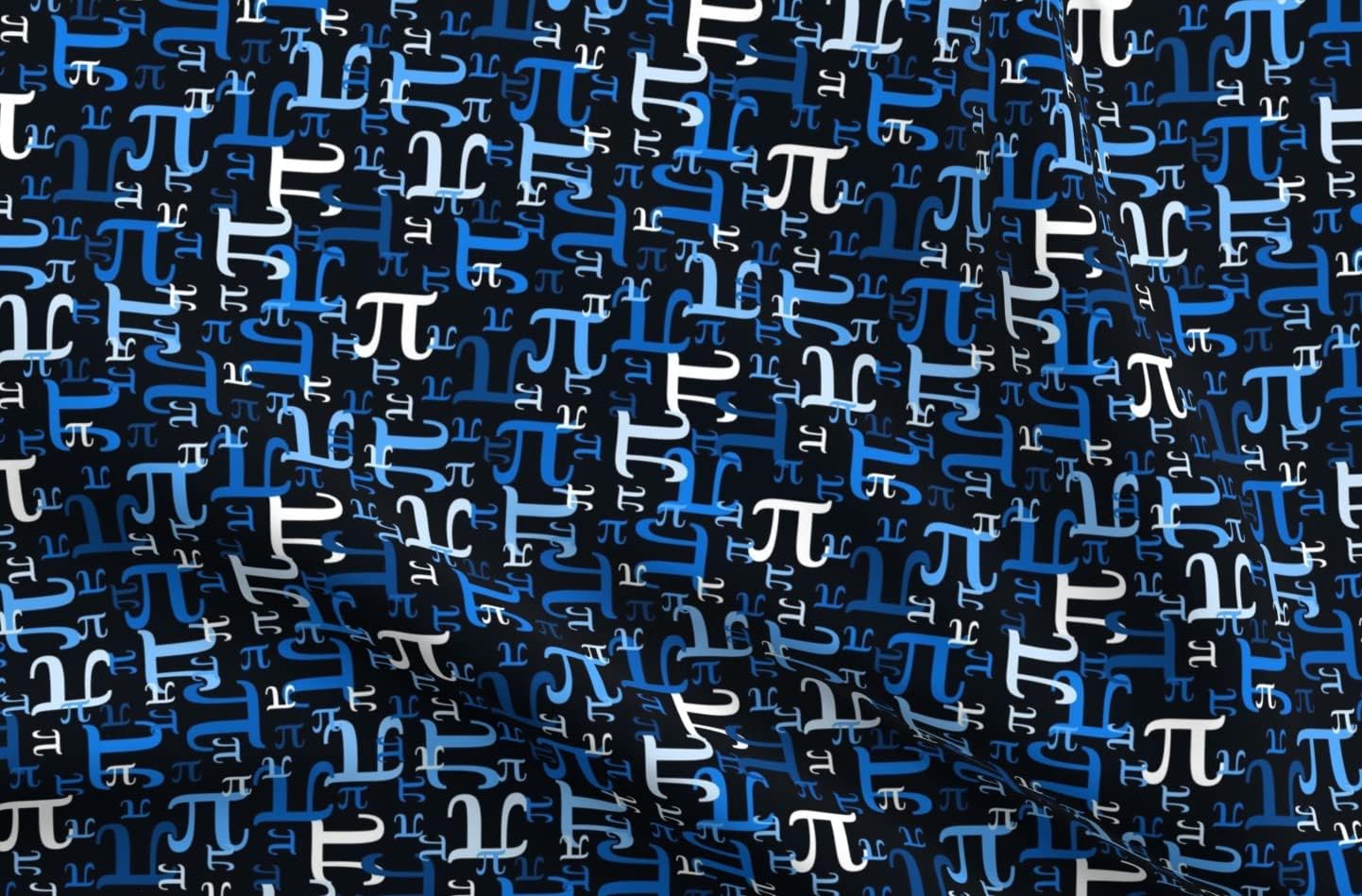 Spoonflower Fabric - Pi Black Blue Day Math Nerd Geek Science Printed on Organic Cotton Sateen Fabric by The Yard - Sewing Quilting Apparel Home Decor