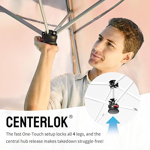 Miniatura 2 de CROWN SHADES Tienda de campaña con dosel, refugio portátil de 10 x 10 pies para exteriores con pared lateral de bolsillo, bloqueo central de empuje,