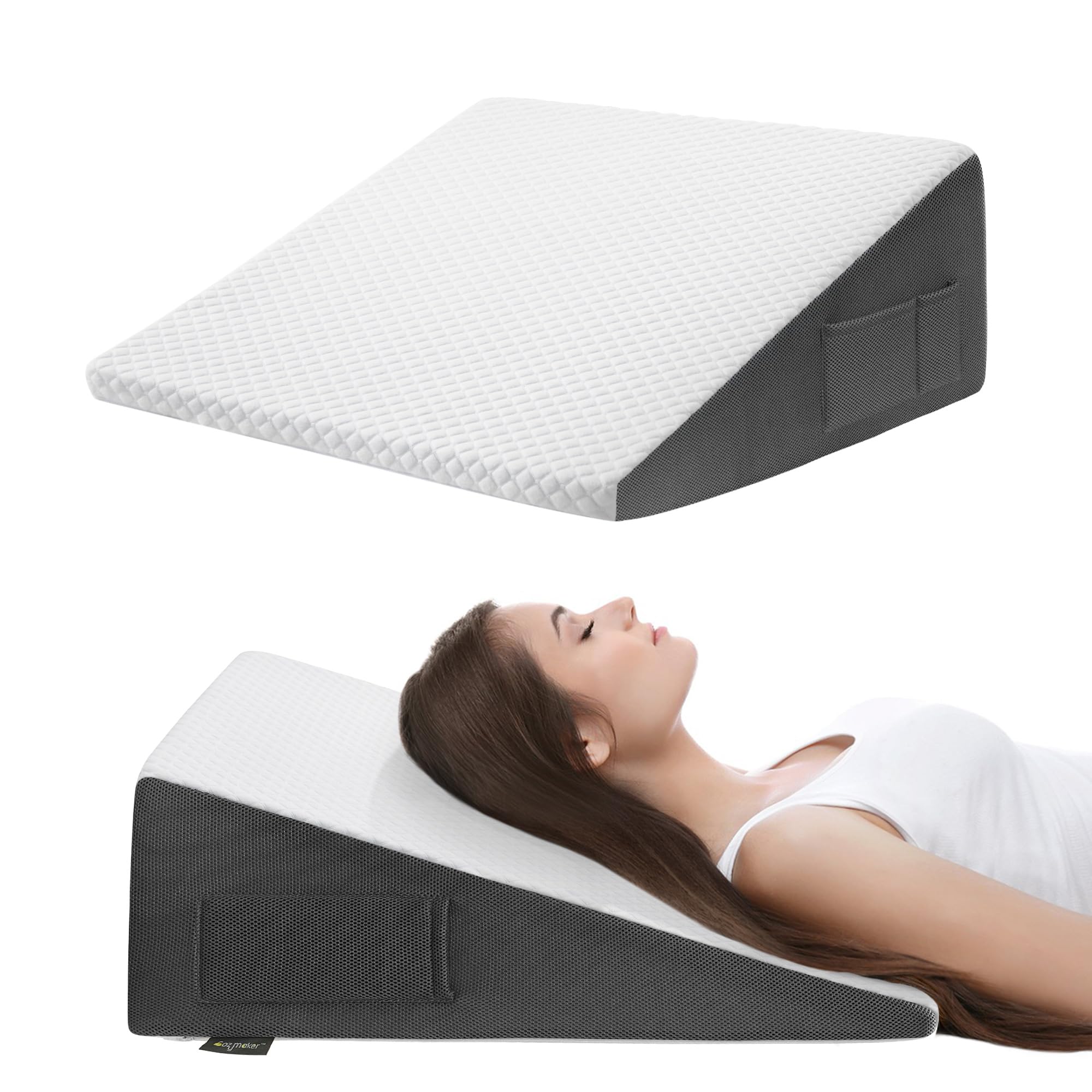 Cozymaker 10-inch Bed Wedge Pillow for Sleeping Back Support Pain Relief