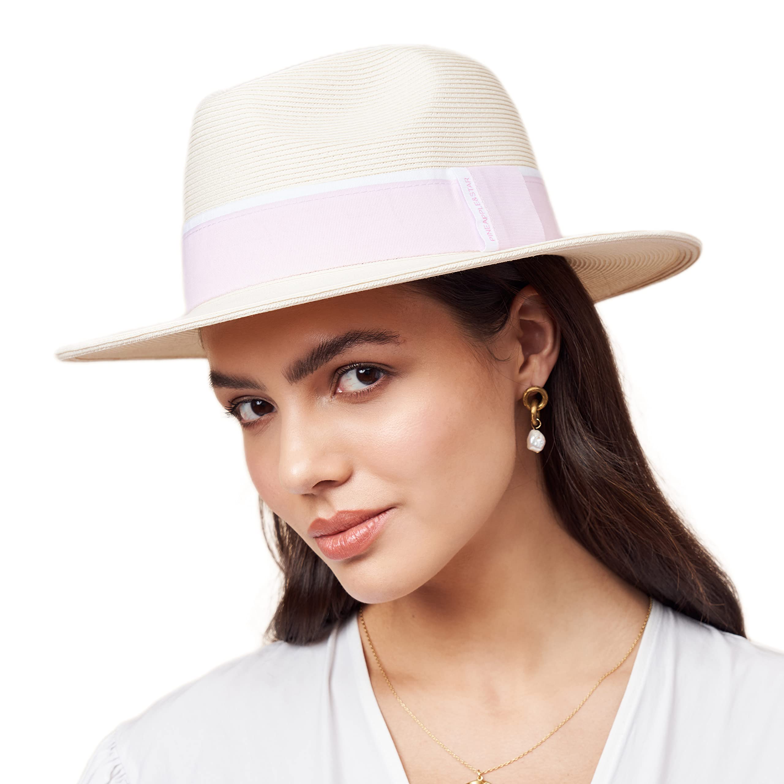 NEW! HP! ?Lack of Color Ina Fedora Pineapple ? stitch Natural Straw Fedora Hat Straw Fedora Pineapple Star Hat The Inca Straw Fedora Hat  main image 4