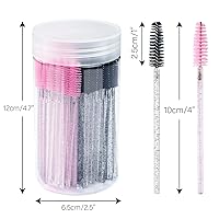 Vista 2 de G2PLUS 100 cepillos de pestañas, varitas de rímel desechables ajustables, carrete de pestañas de cristal, cepillo de cejas con recipiente para Negro