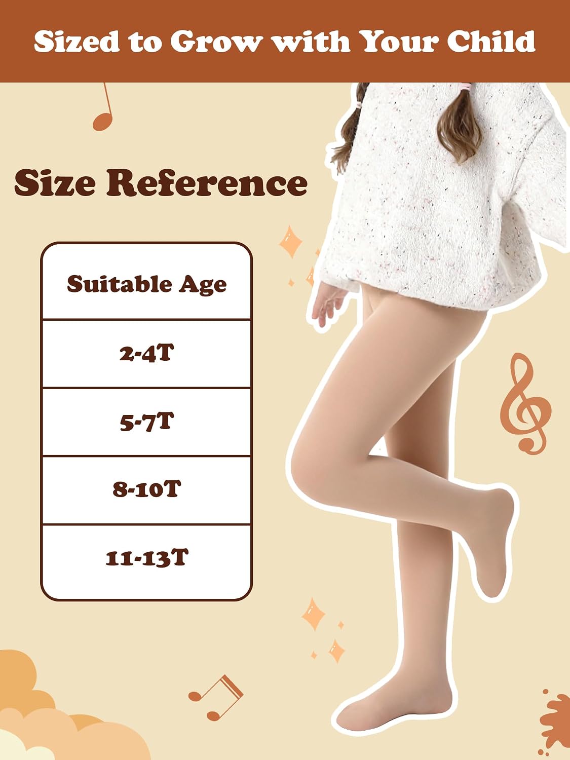 SUREPOCH Thick Fleece Lined Tights for Girls Warm Fleece Stockings Toddler Winter Thermal Tights for Kids 2t 4-6 7-8 10-12