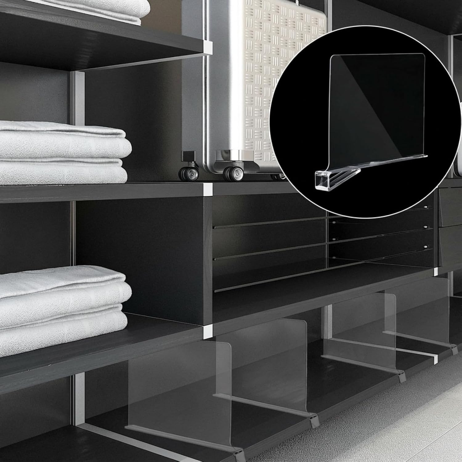 Boao 8 Pcs Shelf Dividers for Closet Organization Acrylic Clear Shelf Divider Purse Organizer Handbag Separator Bookshelf Divider for Closet Bedroom Kitchen Office Cabinet Bathroom