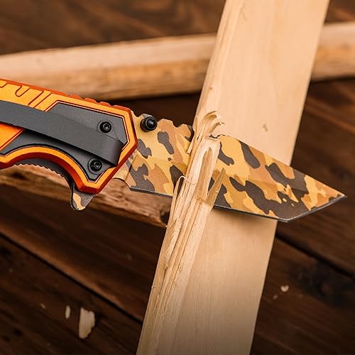 Miniatura 6 de SHARP CASTLE Cuchillo táctico plegable de bolsillo, hoja de acero inoxidable de 3.2 pulgadas, clip para cinturón, apertura asistida por resorte,