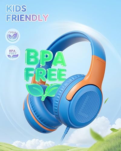 Miniatura 3 de Auriculares infantiles con cable, auriculares para niños pequeños con micrófono, auriculares de diadema, limitador de volumen de 8594 dB, conector