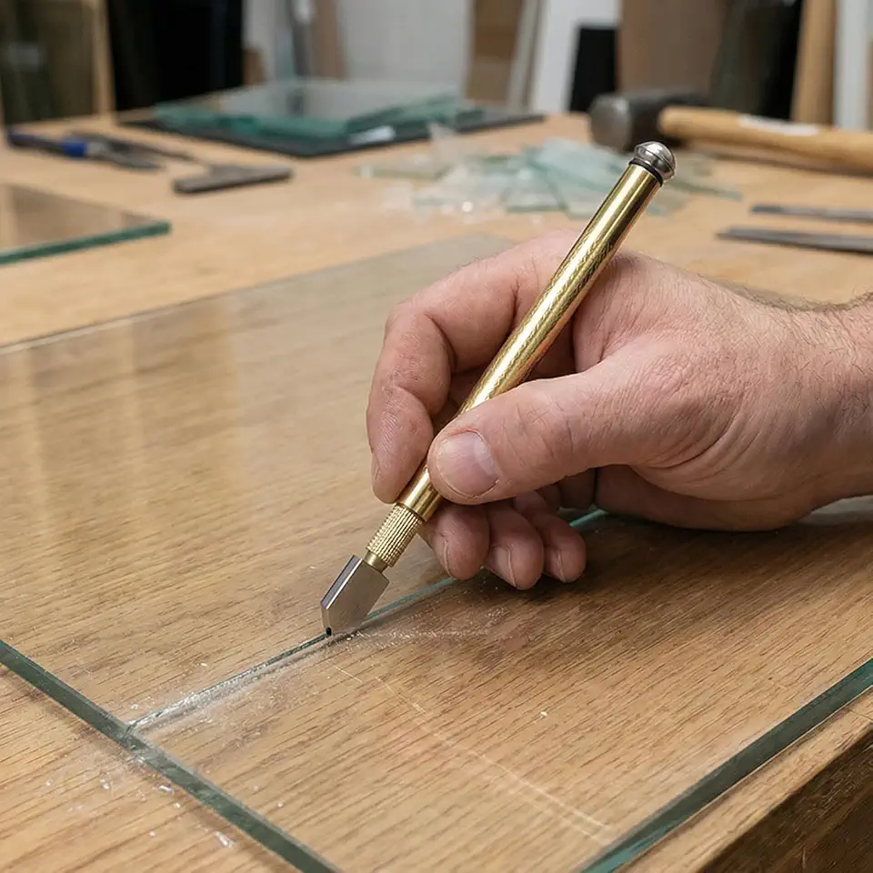 Cortador de vidro diamante multifuncional – ferramenta de corte manual de azulejos e espelhos, sem necessidade de bateria, aço dourado, vidro