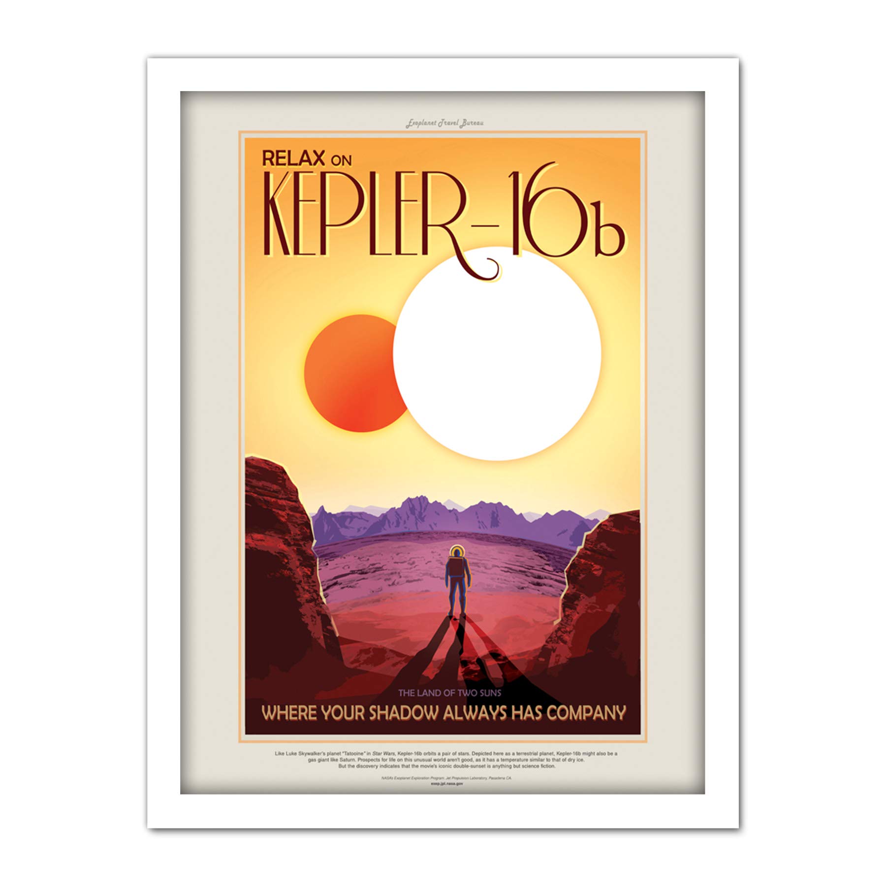 Wee Blue Coo NASA Space Travel Advert KEPLER-16B Artwork Framed Wall Art Print 18X24 Inch