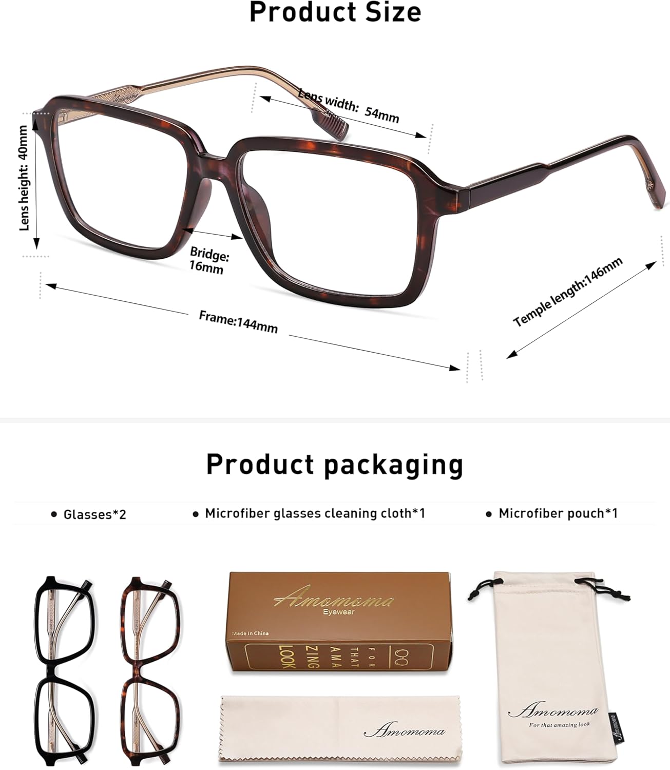 AMOMOMA 2 Pack Retro Reading Glasses for Women Men,Rectangle Blue Light Computer Reader Frame AM6198 - Image 7