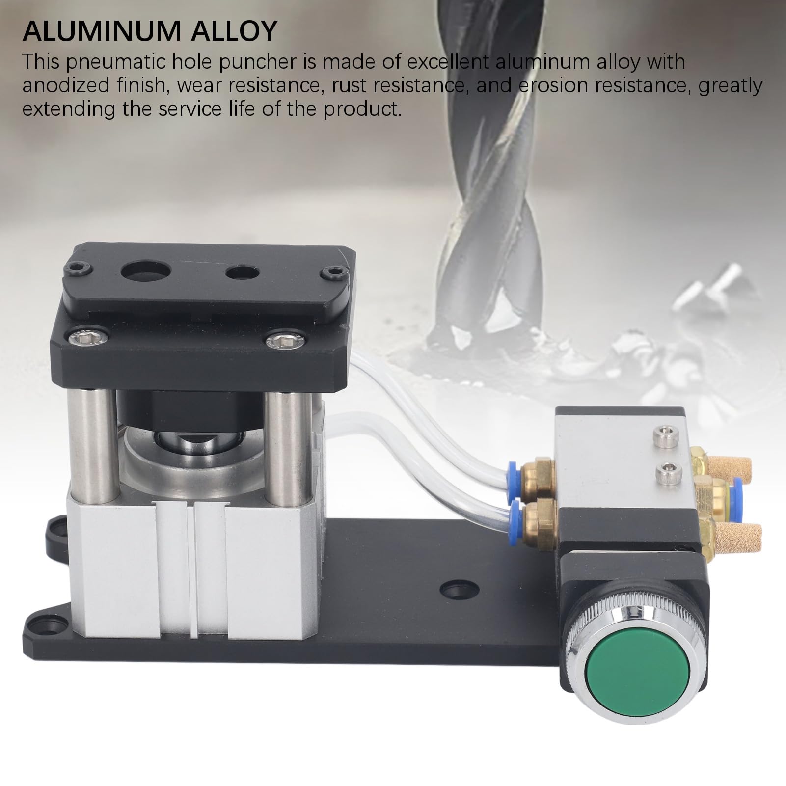 Punzonatrice a 2 fori, Perforatrice pneumatica per bordare i bordi, Attrezzo per punzonatura ad aria, Lega di alluminio, Apertura da 8 mm a 12 mm, per fai da te, Progetti