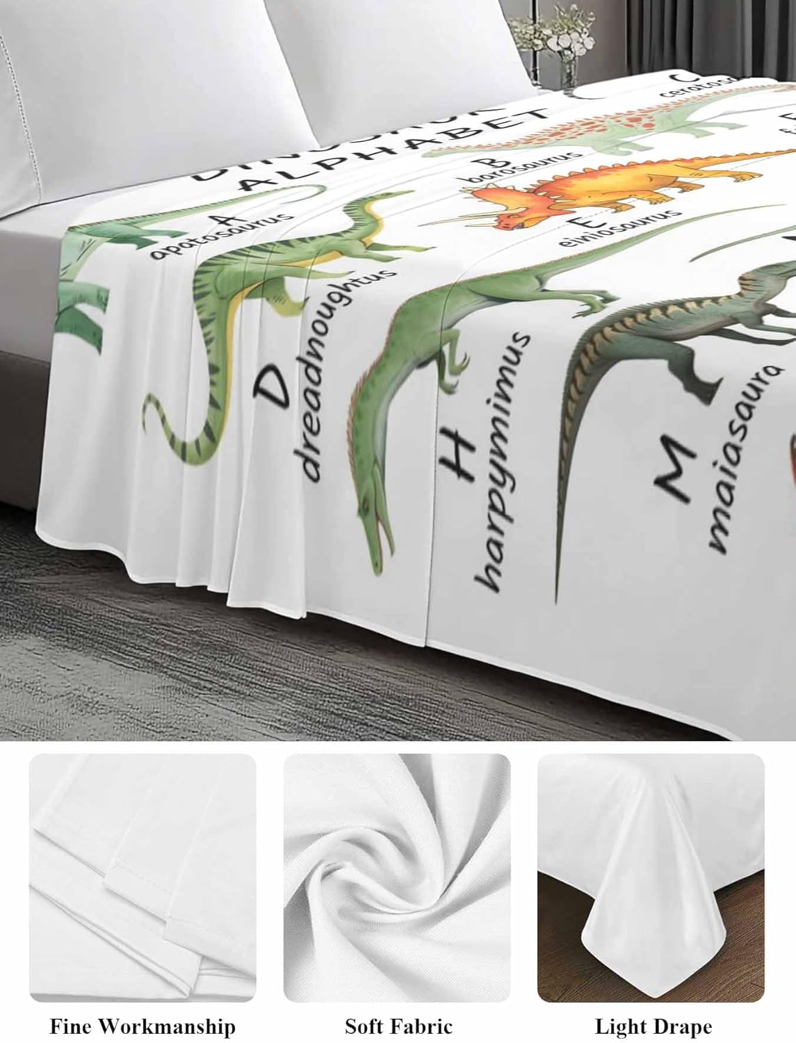 Full Flat Sheet, Dinosaur Full Bed Sheets Only, Soft Microfiber Flat Sheet, Funny Dino Cute Cartoon Boys Girls Children Hotel Quality Bedding Top Sheet Bedroom Home Dorm Decor