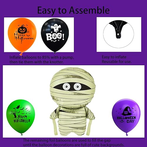 Miniatura 157 de Globos de aluminio de Halloween, globos de cumpleaños de Halloween, número 1, araña, momia, calabaza, murciélago, fantasma, globos para decoración