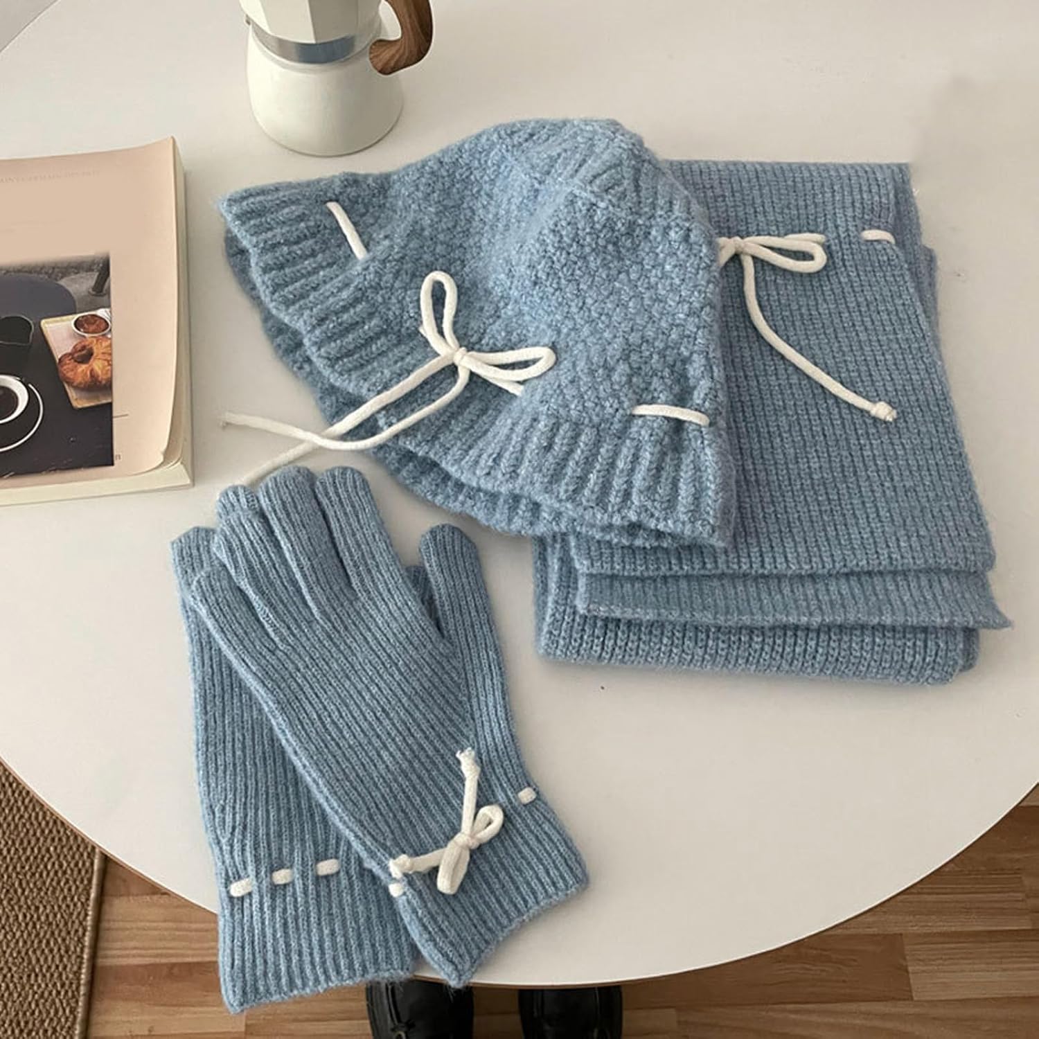 Versatile Girl Scarf Hat Knitted Caps Scarf with Gloves Set Winter Warm Hat for Casual Wear Scarf Hat Gloves Set Women