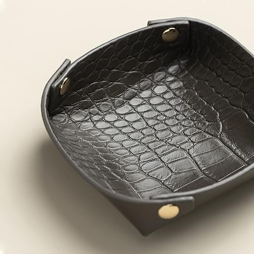 Miniatura 4 de OLETHA Juego de 2 bandejas pequeñas para joyería, soporte estético para anillos y anillos de viaje, color carbón