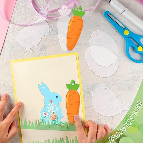 Miniatura 7 de Adorno de Pascua acrílico, 48 unidsset sin terminar en blanco colgante, adornos de árbol de Pascua de acrílico, adornos en blanco