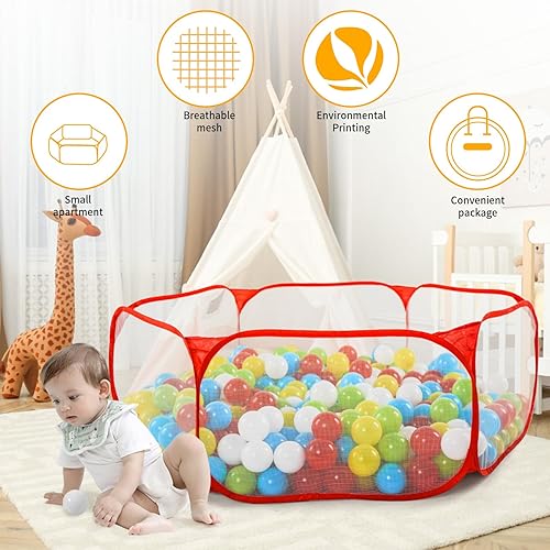 Vista 35 de STARBOLO Tienda de campaña para niños con pelotas, plegable para niños pequeños, piscina de pelotas, valla de gateo para interiores y exteriores