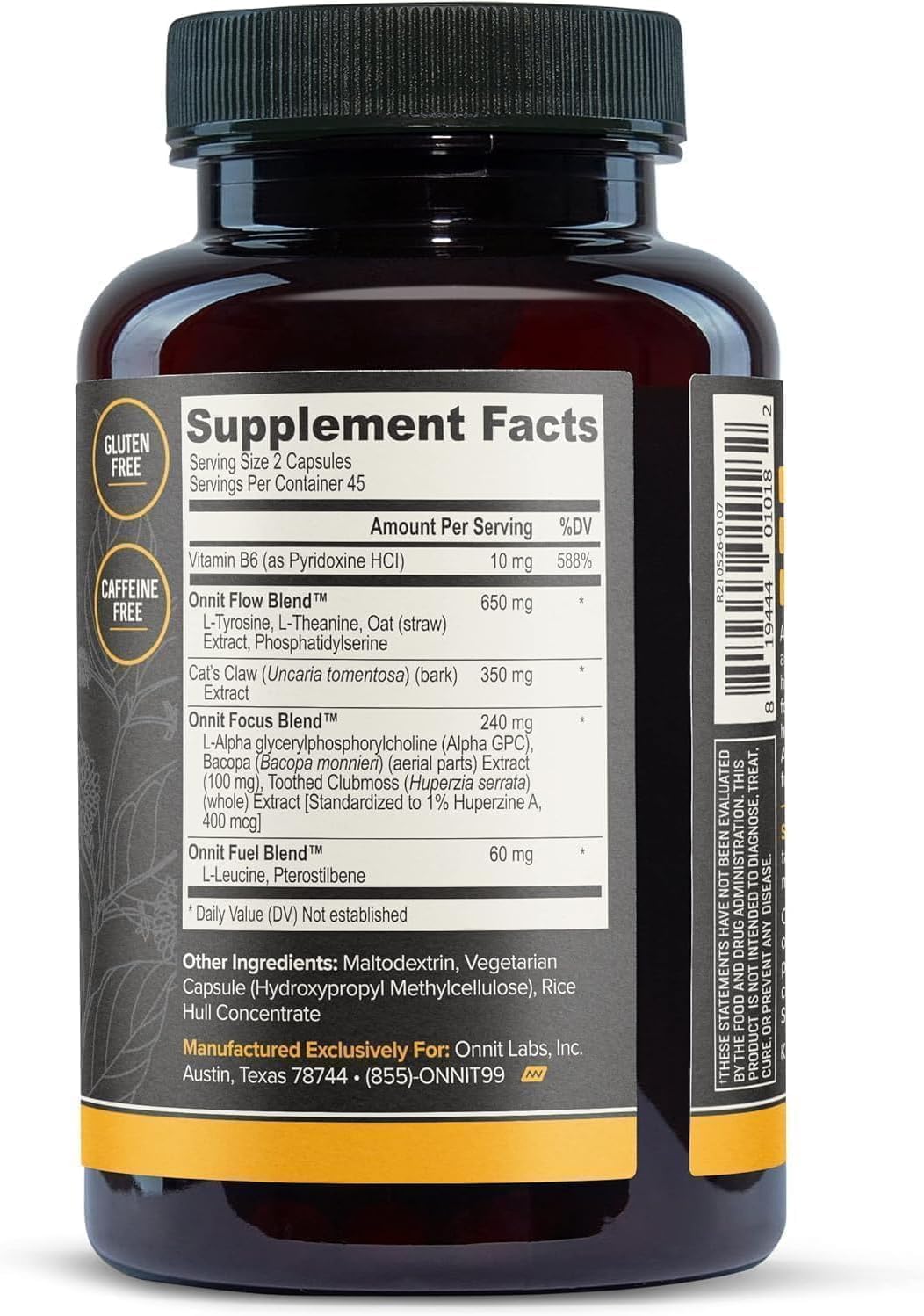 Brain Nootropic Brain Supplement for Focus, Memory, Mental Clarity, Cognitive Support with L-Theanine and Vitamin B6, 90 Count Cog