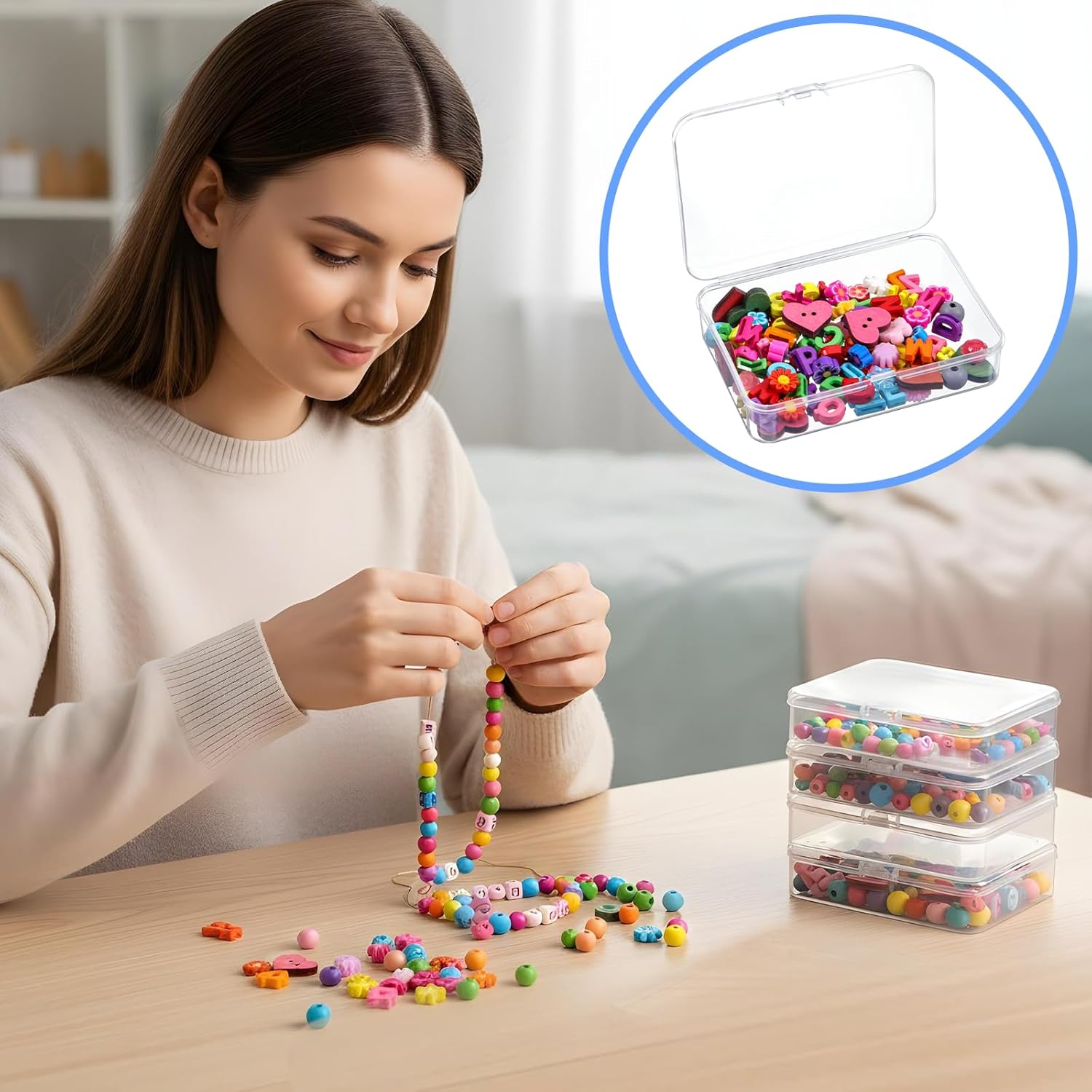 Yuanan 30 PCS Mini Plastic Storage Containers, 4 X 3 Inch Small Rectangle Containers with Hinged Lids Transparent Bead Organizers and Storage for Collecting Tiny Items, Jewelry, Crafts Accessories