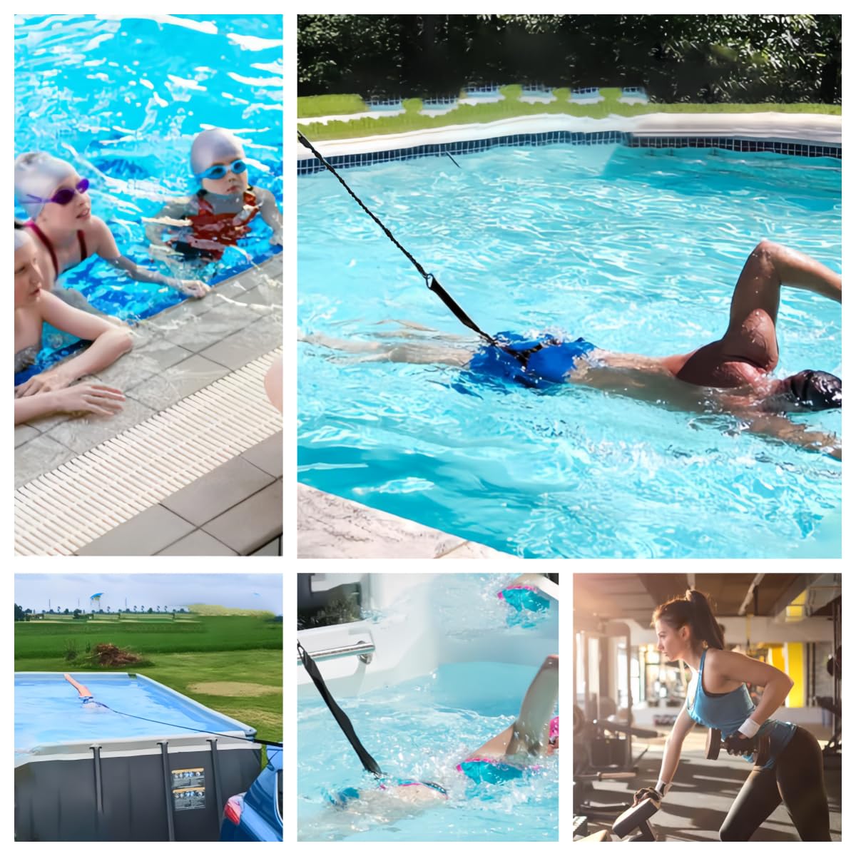 Schwimmgurt für Pool 2.5-7.5M Schwimmtrainer, Schwimmgürte mit Gurtband und Verstellbarem Gürtel, Schwimm-Übungsgürtel für Erhöht Kraft und Ausdauer