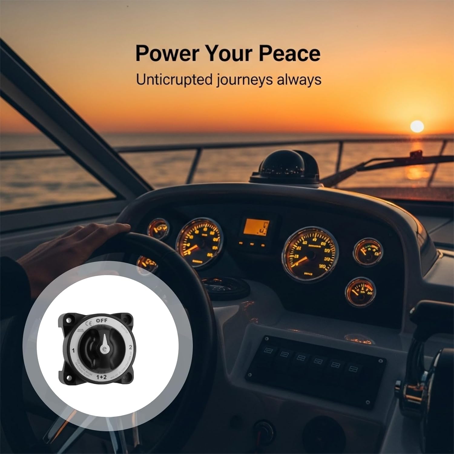 350A Marine Switch, 4-Position 32V Battery Selector, Ignition Protected, Ce Certified, Waterproof Master Power Disconnect for Boats, Cars, Rvs