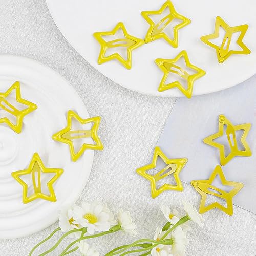 Miniatura 6 de Pinzas para el cabello con diseño de estrella de metal, color amarillo, lindas y pequeñas, pasadores para el cabello Y2K, con estrella Y2K, acceso