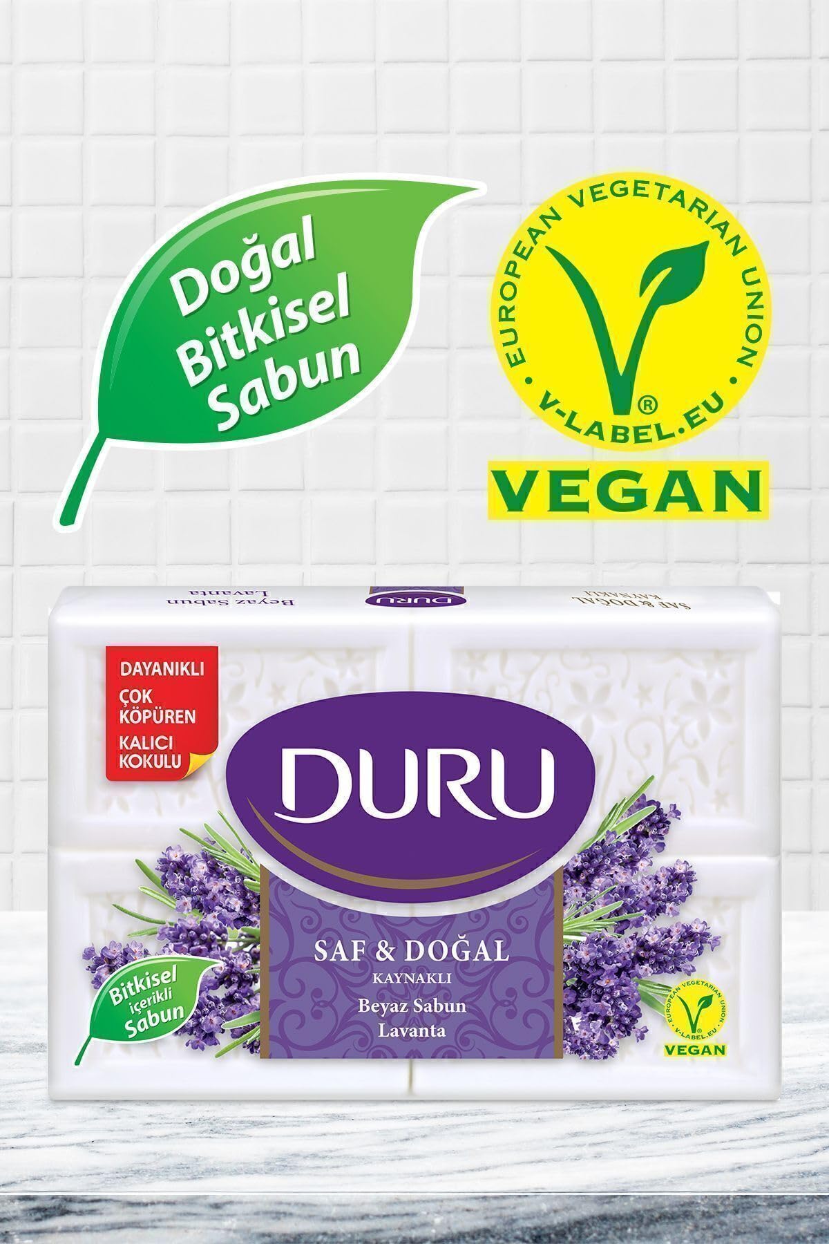Duru Saf & Doğal Kaynaklı Lavanta 16 Adet Beyaz Kalıp Sabun 4X600Gr