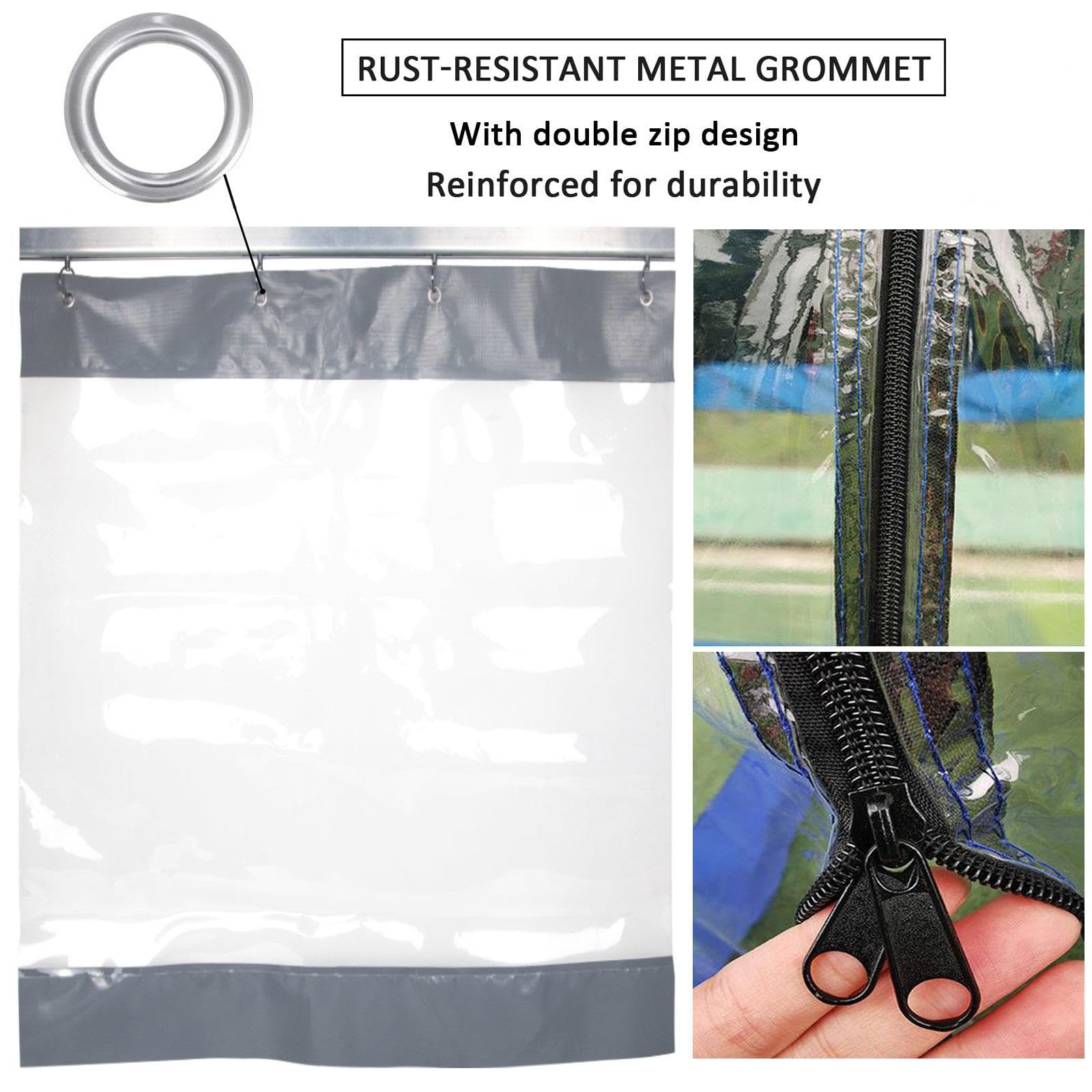 Rideau En PVC Transparent 3x2 M Pour Extérieur - Imperméable, Résistant Au Vent Et UV - Pour Pergola, Terrasse, Véranda (Gris)