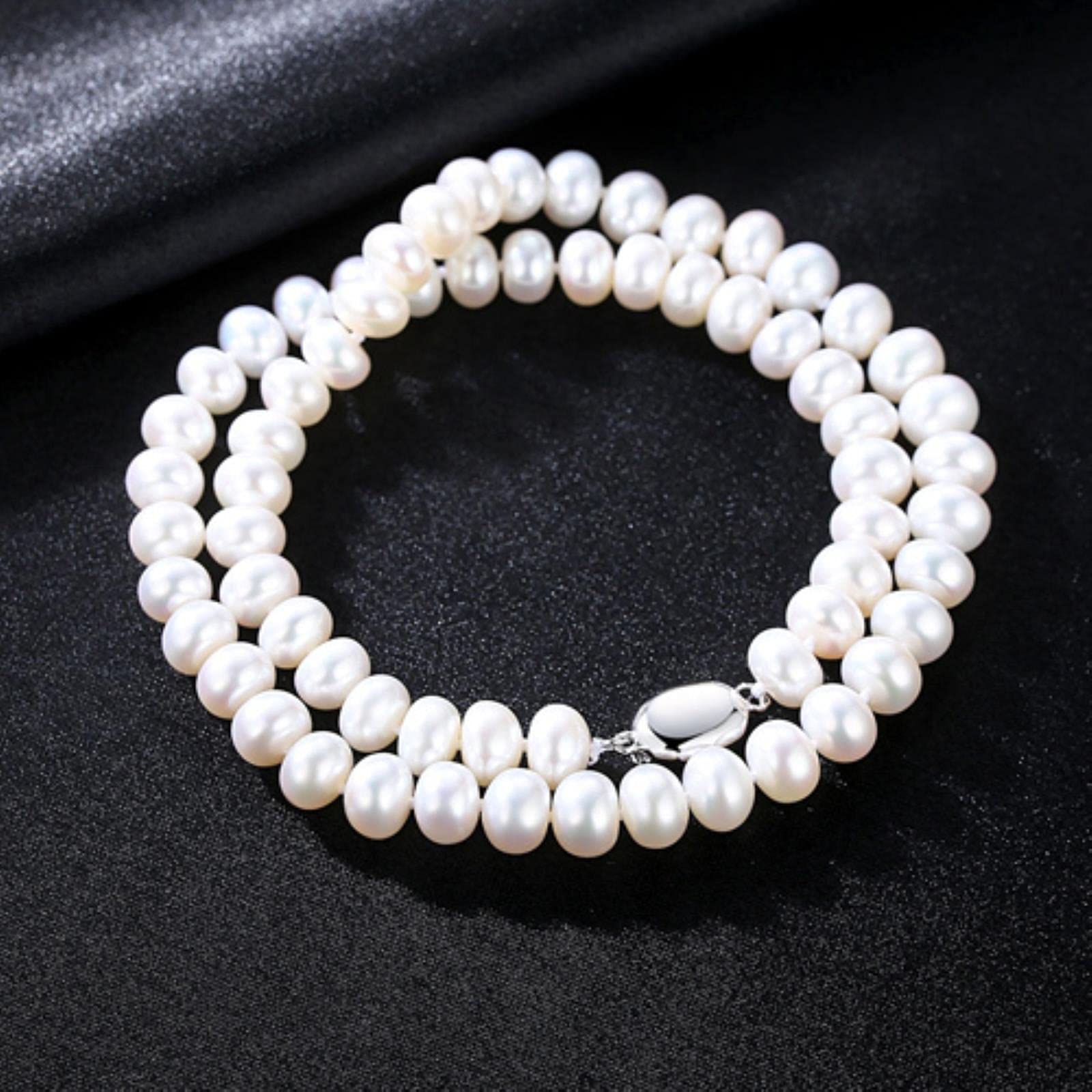 Collana Di Perle D'Acqua Dolce Naturali LOKILOKI – Girocollo 8-9mm, Bianco Rosa Multicolore, Chiusura In Argento 925 - 3